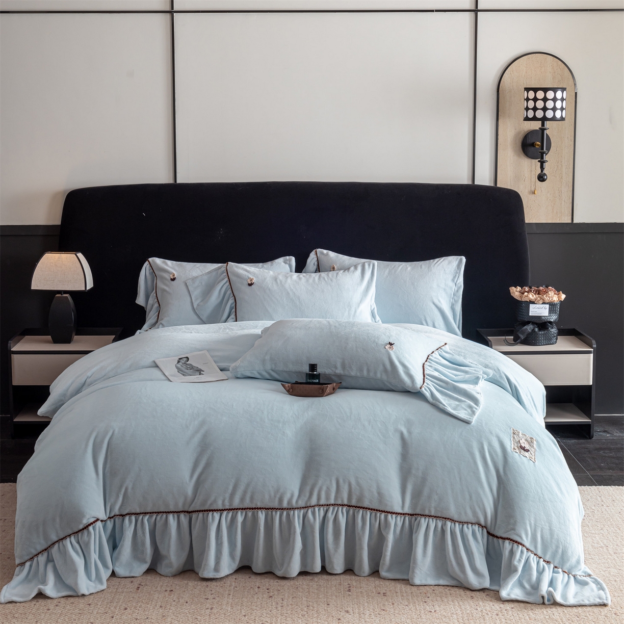 91家纺网 家纺一手货源 找家纺 （总）罗优家纺 2025新款柔暖皱幔款暖绒四件套