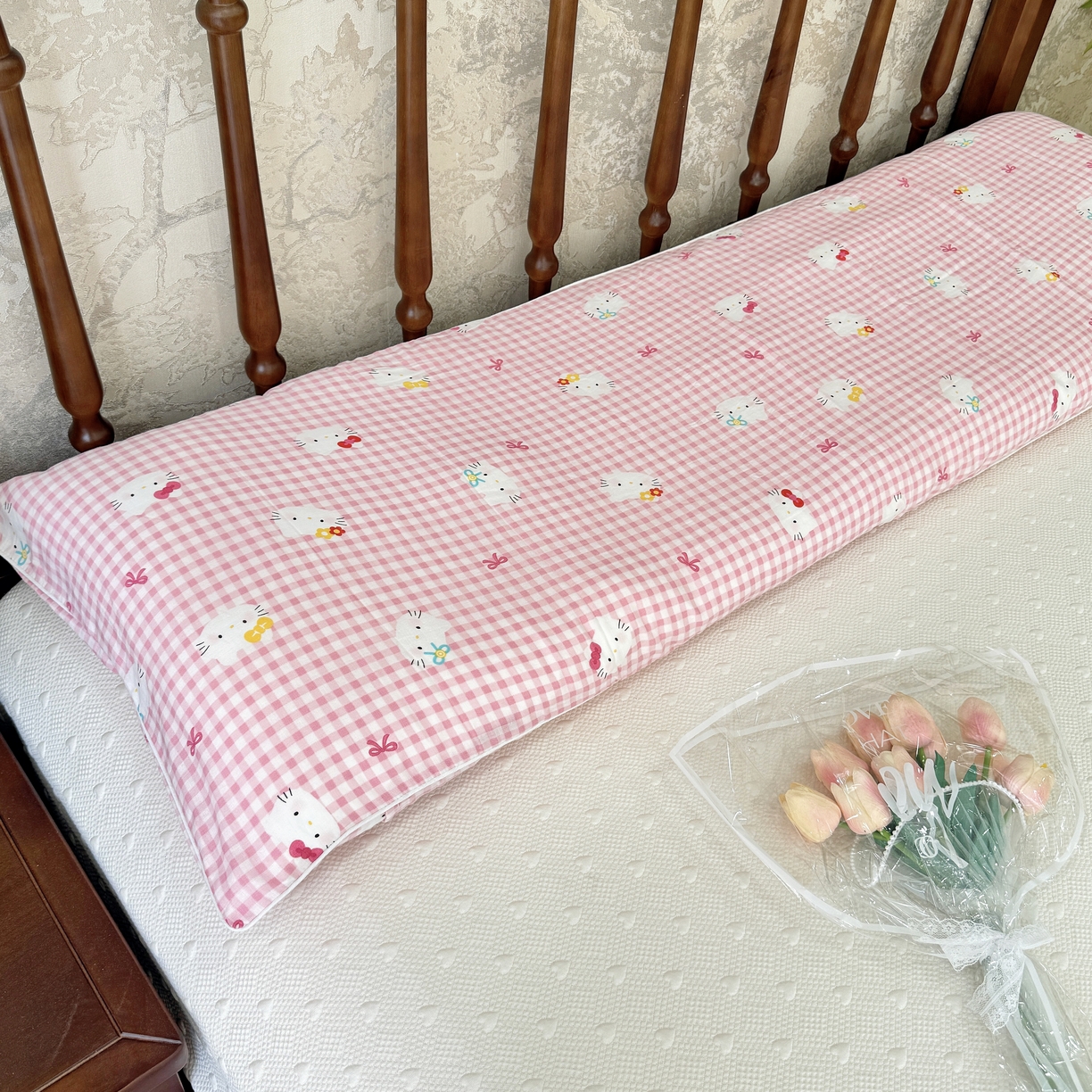 91家纺网 家纺一手货源 找家纺 （总）昕科 2025新款A类母婴级-全棉双层纱双人长枕套 （不含芯）