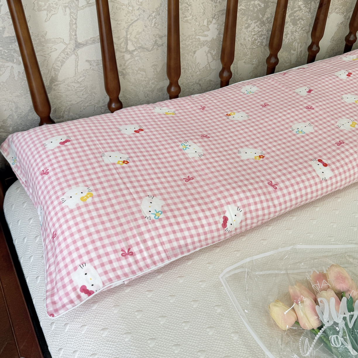 91家纺网 家纺一手货源 找家纺 （总）昕科 2025新款A类母婴级-全棉双层纱双人长枕套 （不含芯）