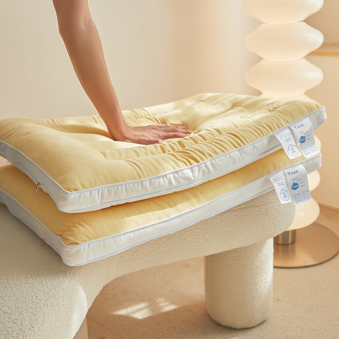 91家纺网 家纺一手货源 找家纺 皇冠之家枕芯 2025新款云柔绒感枕头枕芯 黄色