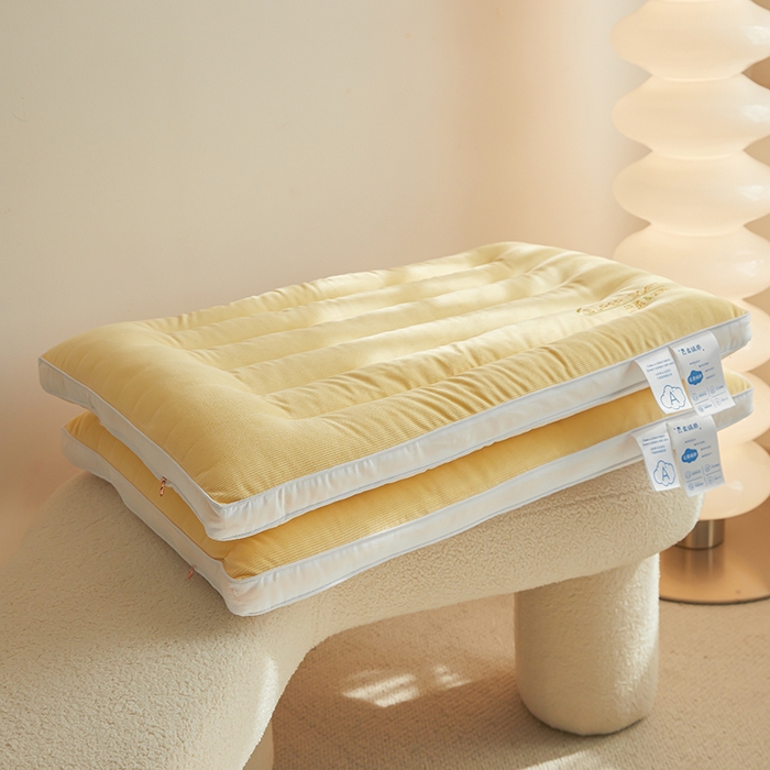 91家纺网 家纺一手货源 找家纺 皇冠之家枕芯 2025新款云柔绒感枕头枕芯 黄色