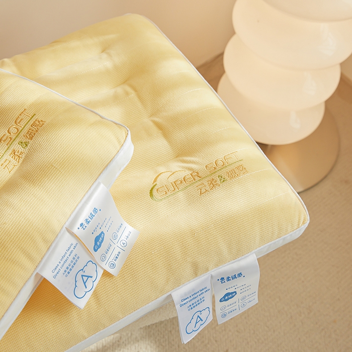 91家纺网 家纺一手货源 找家纺 皇冠之家枕芯 2025新款云柔绒感枕头枕芯 黄色