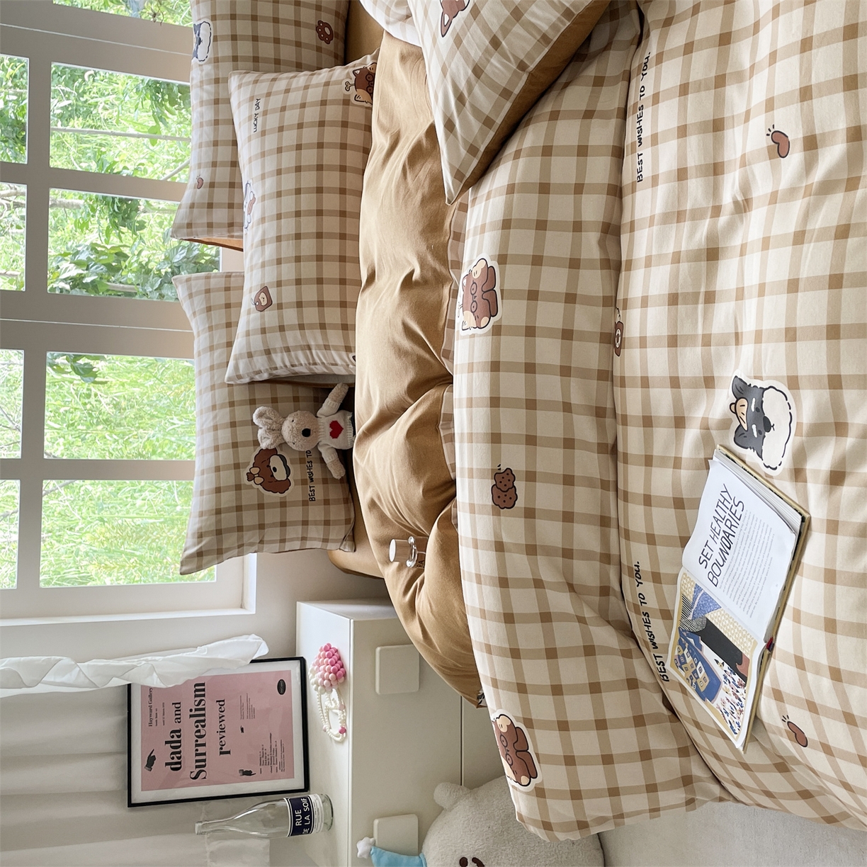 91家纺网 家纺一手货源 找家纺 本制 2025秋冬新款全棉混纺磨毛印花四件套 憨睡-陶土色