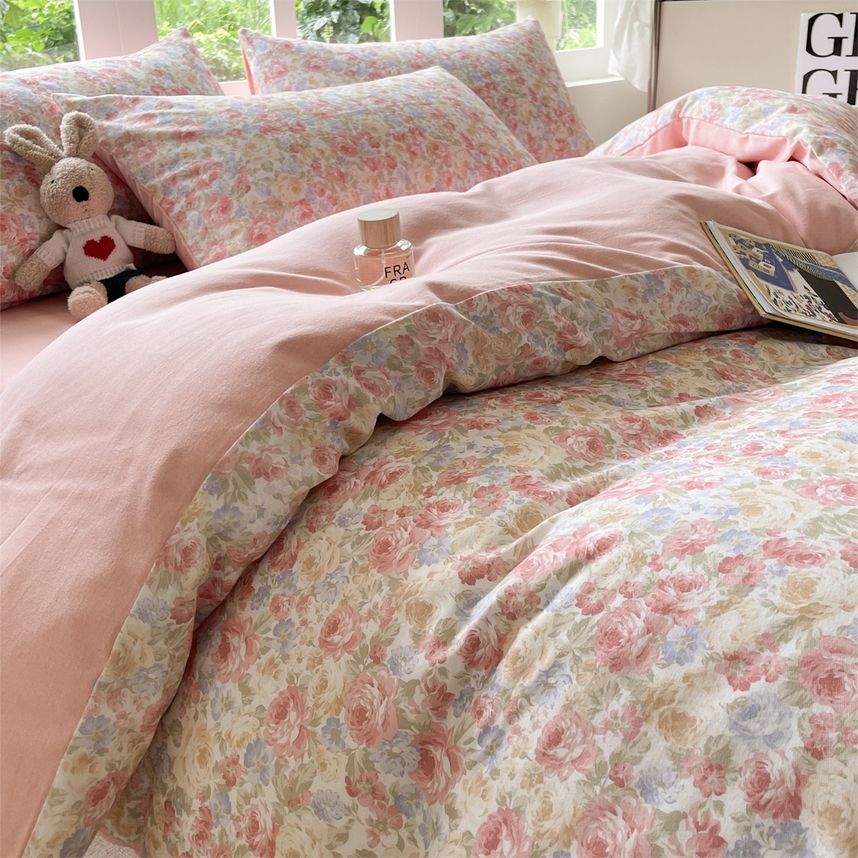 91家纺网 家纺一手货源 找家纺 本制 2025秋冬新款全棉混纺磨毛印花四件套 花千束-杨妃粉