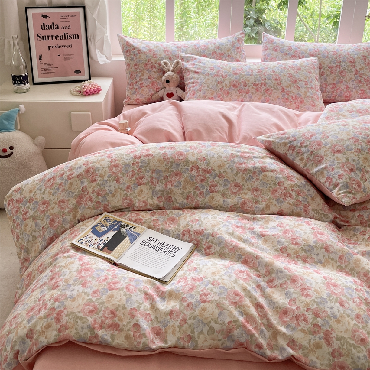 91家纺网 家纺一手货源 找家纺 本制 2025秋冬新款全棉混纺磨毛印花四件套 花千束-杨妃粉