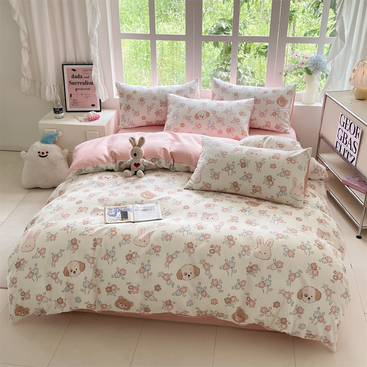 91家纺网 家纺一手货源 找家纺 本制 2025秋冬新款全棉混纺磨毛印花四件套 沫然-杨妃粉