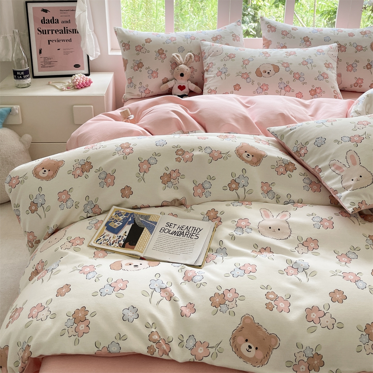 91家纺网 家纺一手货源 找家纺 本制 2025秋冬新款全棉混纺磨毛印花四件套 沫然-杨妃粉