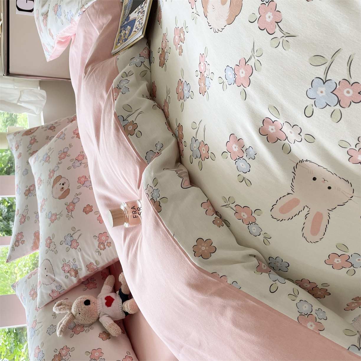 91家纺网 家纺一手货源 找家纺 本制 2025秋冬新款全棉混纺磨毛印花四件套 沫然-杨妃粉