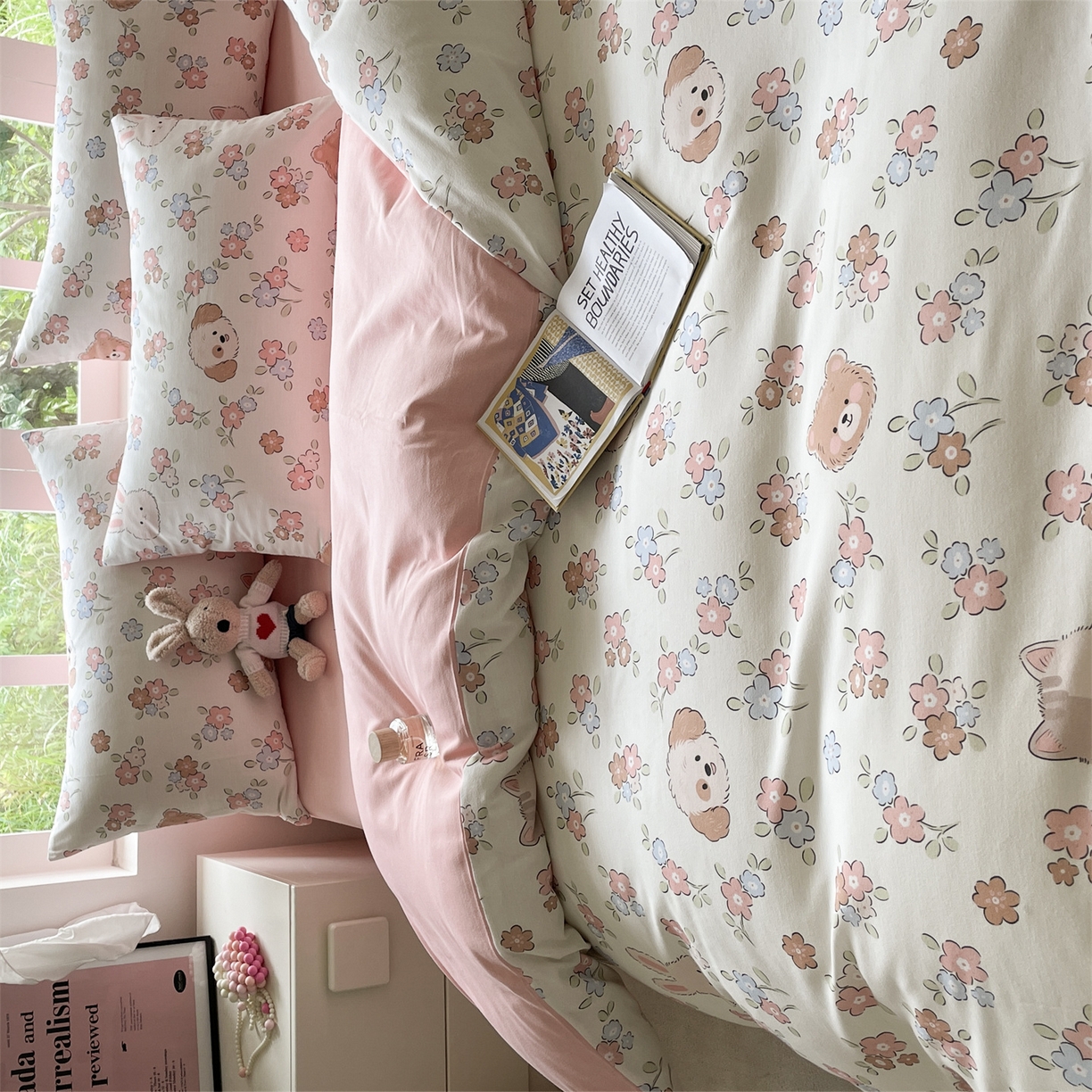 91家纺网 家纺一手货源 找家纺 本制 2025秋冬新款全棉混纺磨毛印花四件套 沫然-杨妃粉