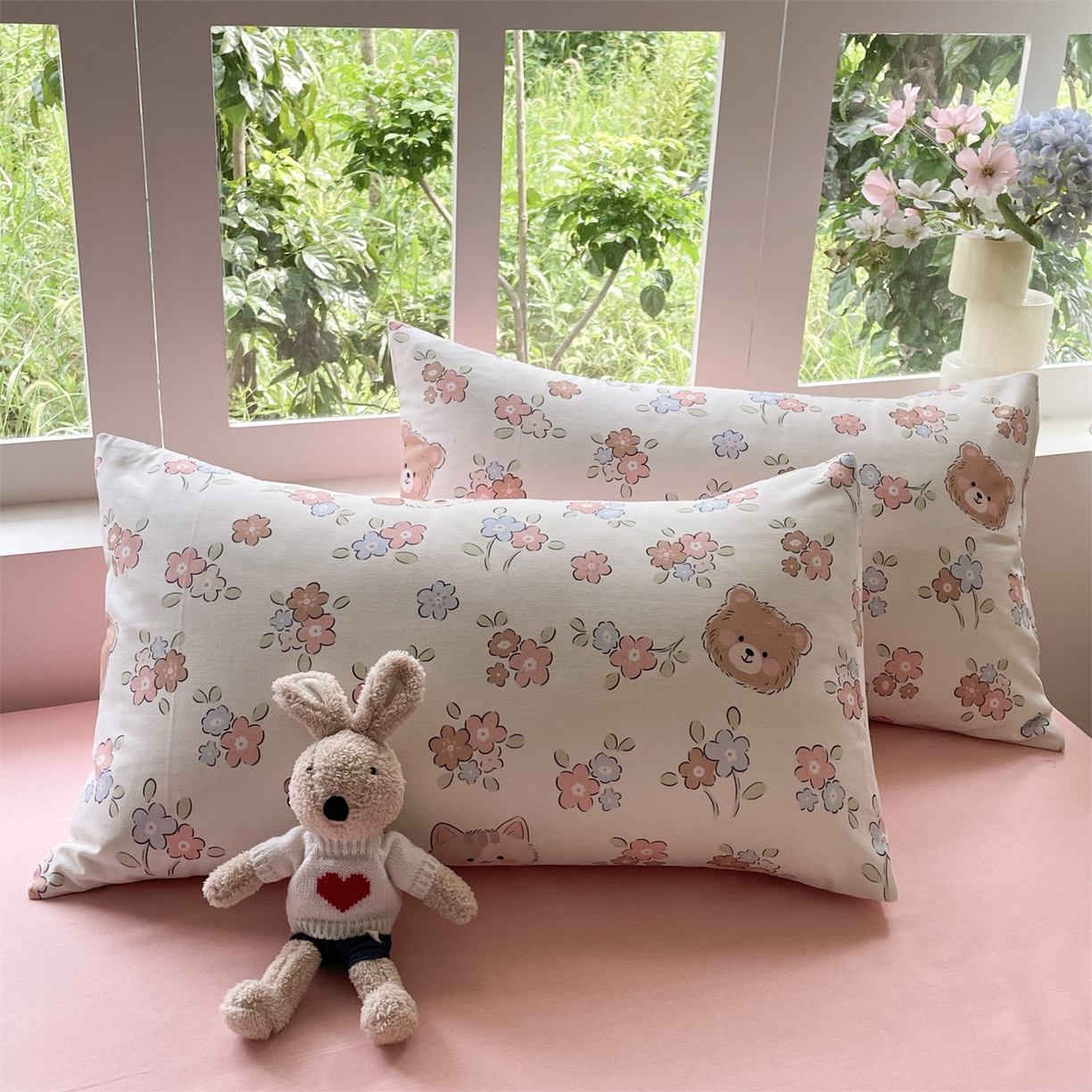 91家纺网 家纺一手货源 找家纺 本制 2025秋冬新款全棉混纺磨毛印花四件套 沫然-杨妃粉