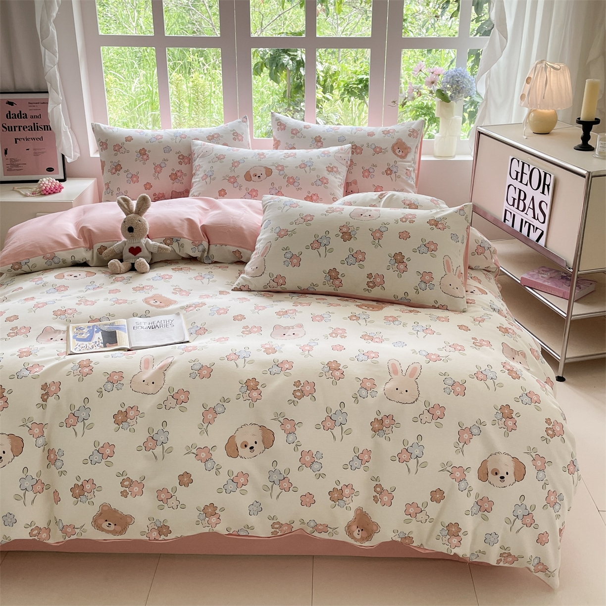 91家纺网 家纺一手货源 找家纺 本制 2025秋冬新款全棉混纺磨毛印花四件套 沫然-杨妃粉