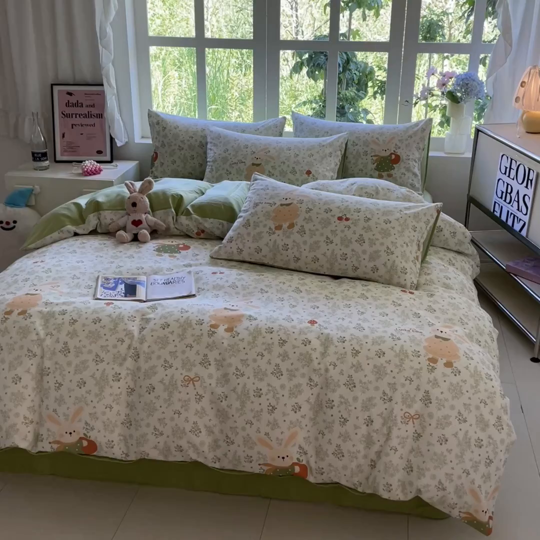 91家纺网 家纺一手货源 找家纺 本制 2025秋冬新款全棉混纺磨毛印花四件套 秋意-逍遥游