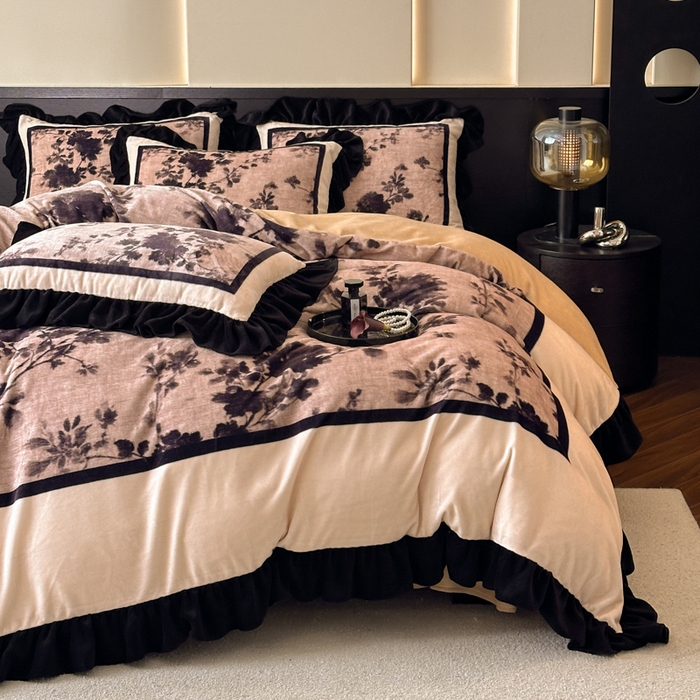 91家纺网 家纺一手货源 找家纺 （总）首尔家纺 2025新款牛奶绒法式数码大版四件套