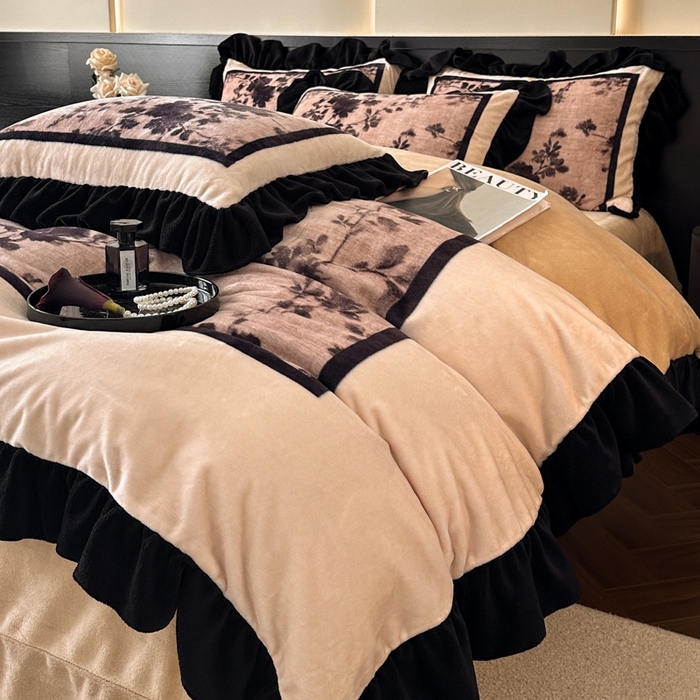 91家纺网 家纺一手货源 找家纺 （总）首尔家纺 2025新款牛奶绒法式数码大版四件套