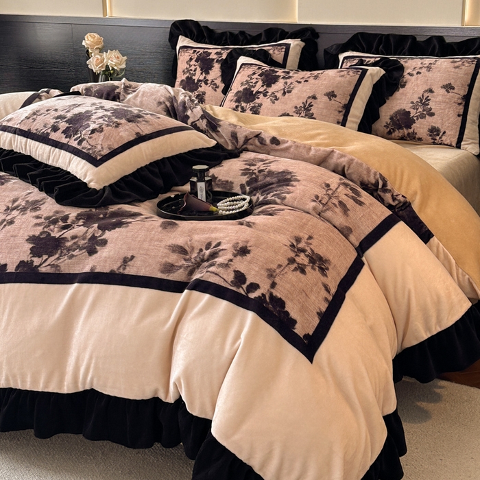 91家纺网 家纺一手货源 找家纺 （总）首尔家纺 2025新款牛奶绒法式数码大版四件套