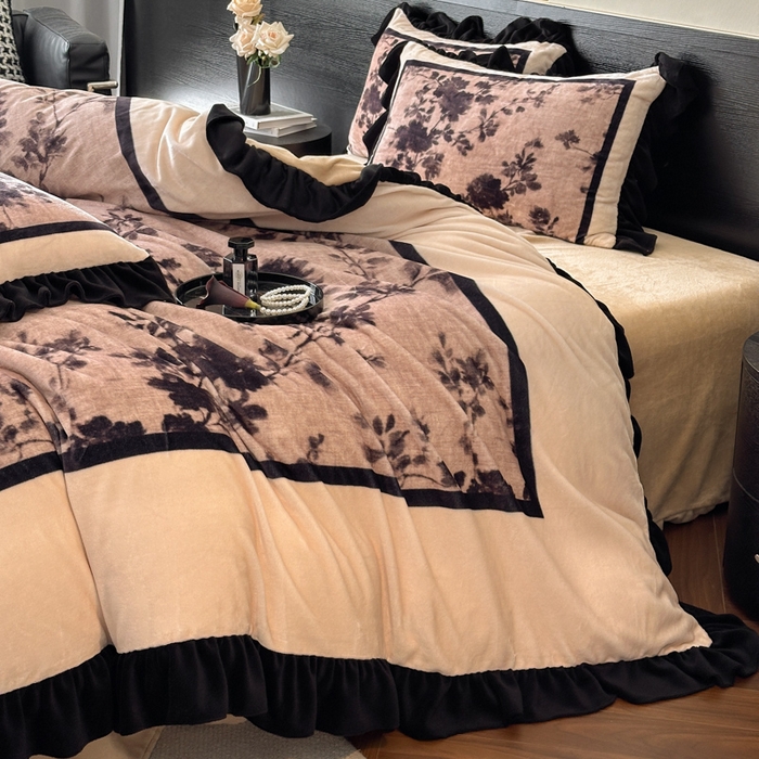 91家纺网 家纺一手货源 找家纺 （总）首尔家纺 2025新款牛奶绒法式数码大版四件套