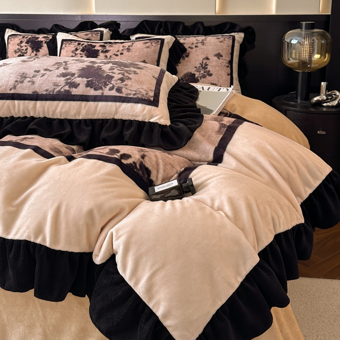 91家纺网 家纺一手货源 找家纺 首尔家纺 2025新款牛奶绒法式数码大版四件套 棉麻印象