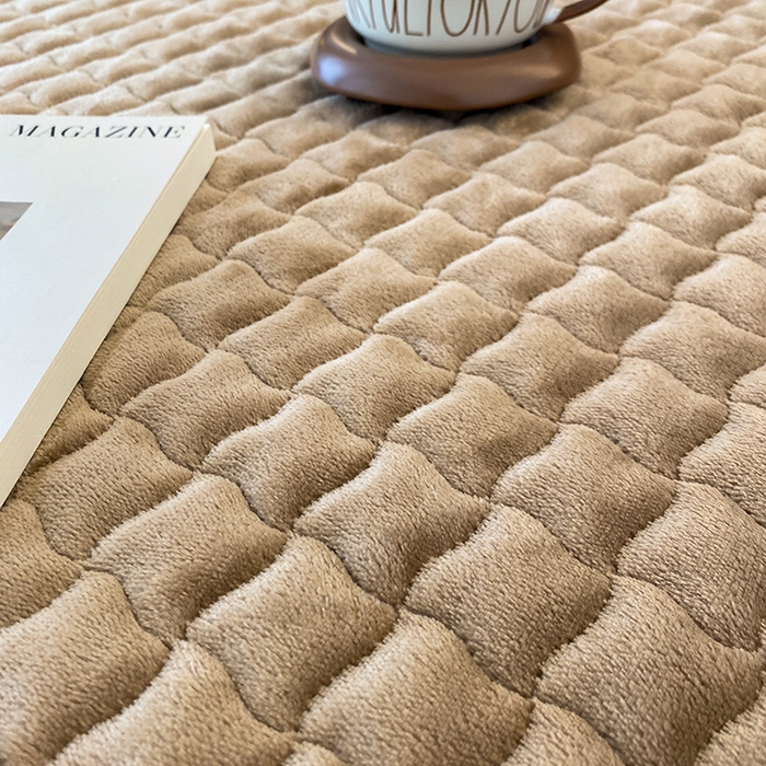 91家纺网 家纺一手货源 找家纺 美伦美焕 2025新款直播热款高克重兔毛绒床盖款四件套 墨枝-咖