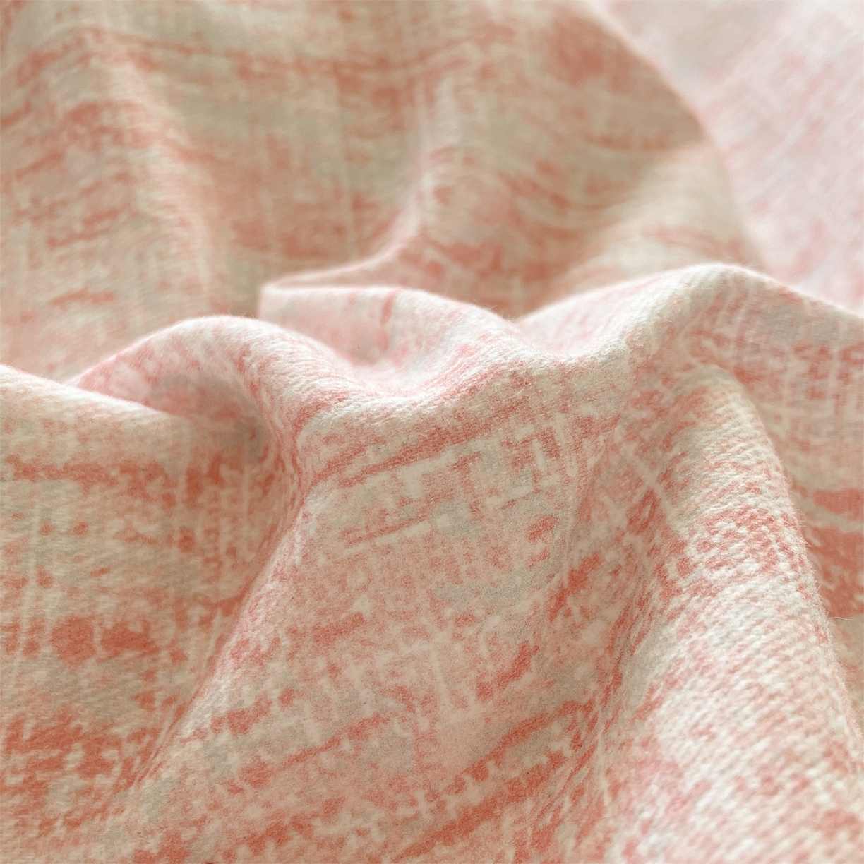 91家纺网 家纺一手货源 找家纺 本制 2025秋冬新款全棉混纺磨毛印花四件套 霞光（粉）-杨妃粉