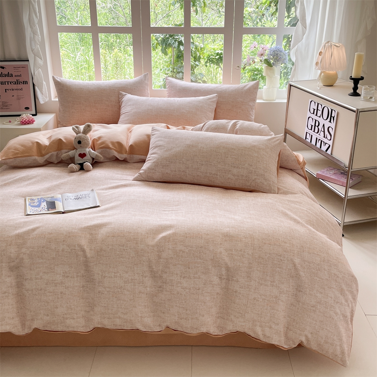 91家纺网 家纺一手货源 找家纺 本制 2025秋冬新款全棉混纺磨毛印花四件套 霞光（橘）-蜜橙