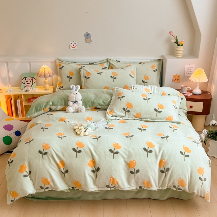 91家纺网 家纺一手货源 找家纺 （总）金盛纺 2025新款高克重牛奶绒印花系列四件套(可定制)