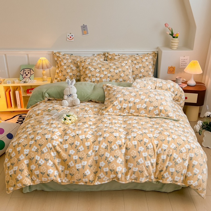 91家纺网 家纺一手货源 找家纺 （总）金盛纺 2025新款高克重牛奶绒印花系列四件套(可定制)