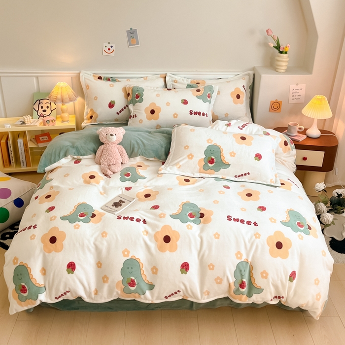 91家纺网 家纺一手货源 找家纺 （总）金盛纺 2025新款高克重牛奶绒印花系列四件套(可定制)