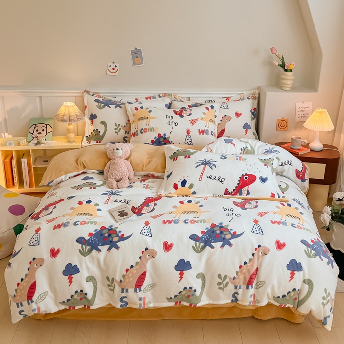 91家纺网 家纺一手货源 找家纺 （总）金盛纺 2025新款高克重牛奶绒印花系列四件套(可定制)