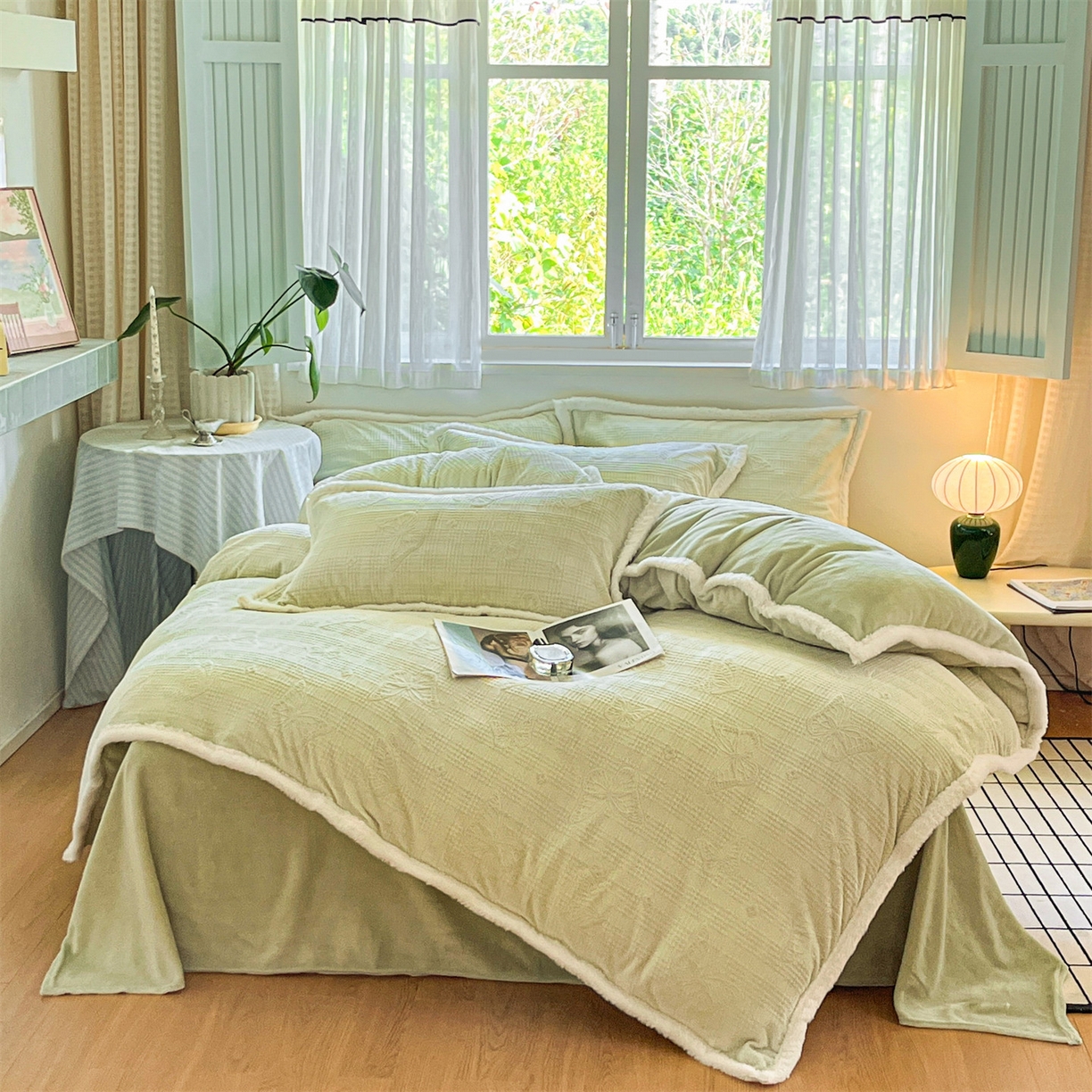 91家纺网 家纺一手货源 找家纺 （总）小久久（小九九） 2025新款A类高克重雕花牛奶绒四件套