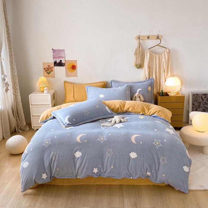 91家纺网 家纺一手货源 找家纺 （总）金盛纺 2025新款高克重牛奶绒印花系列四件套(可定制)