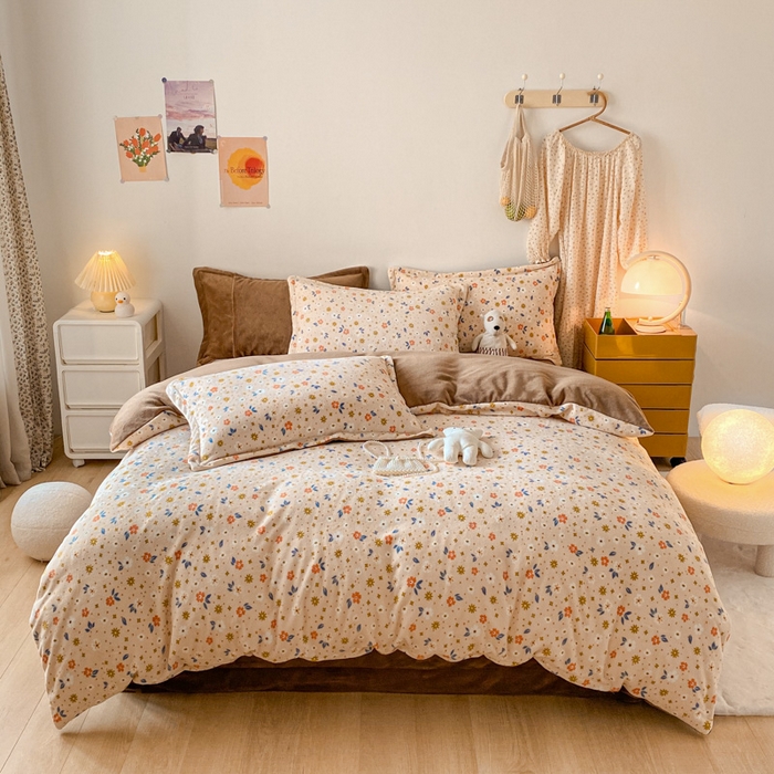 91家纺网 家纺一手货源 找家纺 （总）金盛纺 2025新款高克重牛奶绒印花系列四件套(可定制)