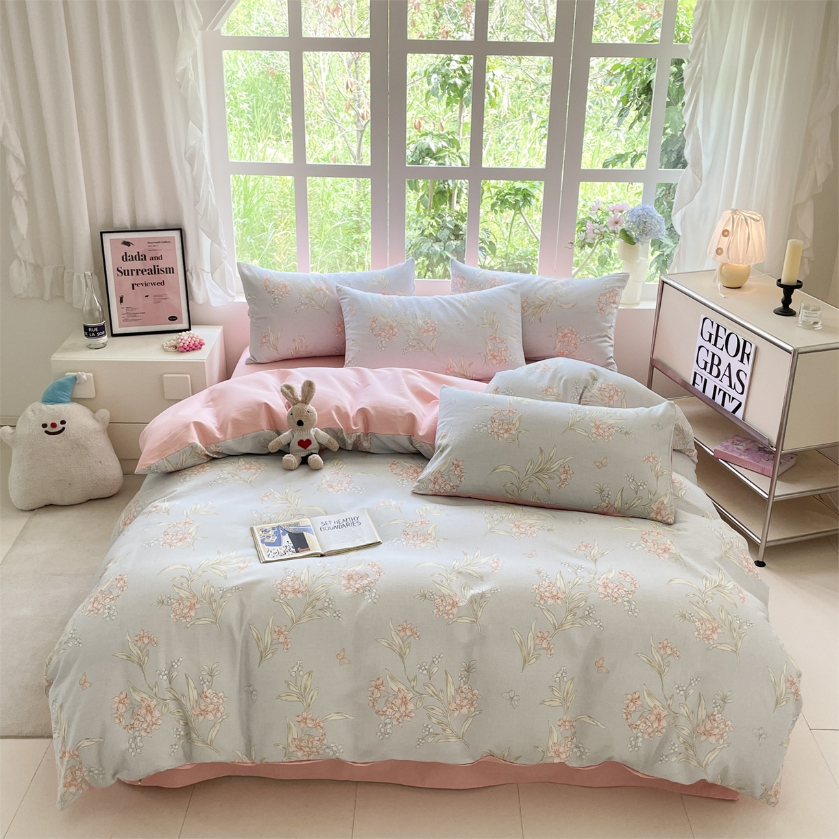 本制 2025秋冬新款全棉混纺磨毛印花四件套 遥香-杨妃粉