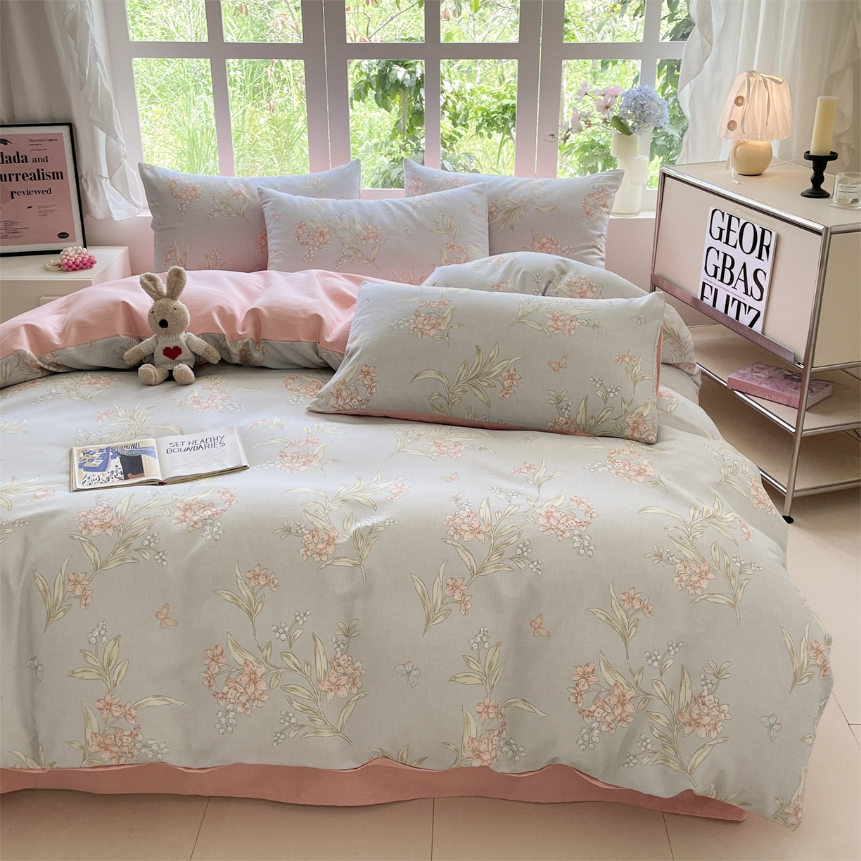 91家纺网 家纺一手货源 找家纺 本制 2025秋冬新款全棉混纺磨毛印花四件套 遥香-杨妃粉