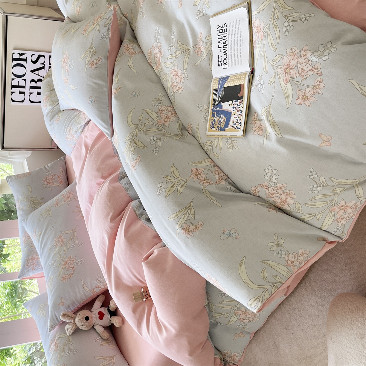 91家纺网 家纺一手货源 找家纺 本制 2025秋冬新款全棉混纺磨毛印花四件套 遥香-杨妃粉