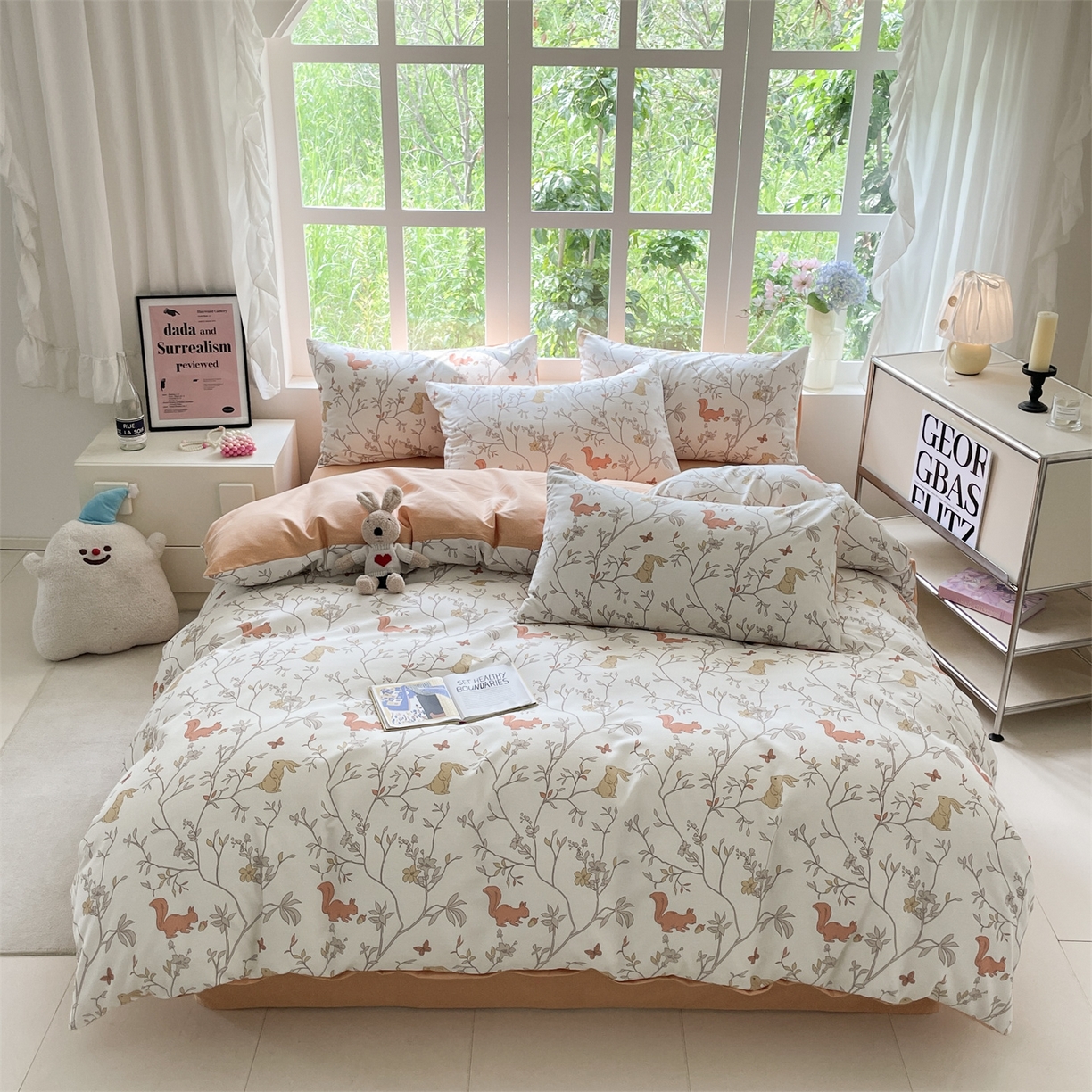 本制 2025秋冬新款全棉混纺磨毛印花四件套 织秋-蜜橙