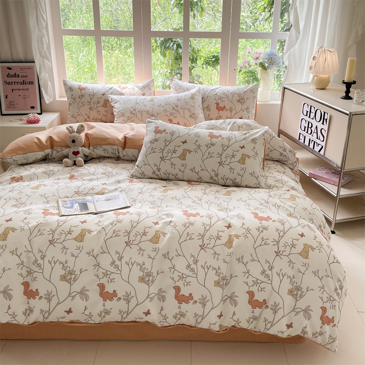 91家纺网 家纺一手货源 找家纺 本制 2025秋冬新款全棉混纺磨毛印花四件套 织秋-蜜橙