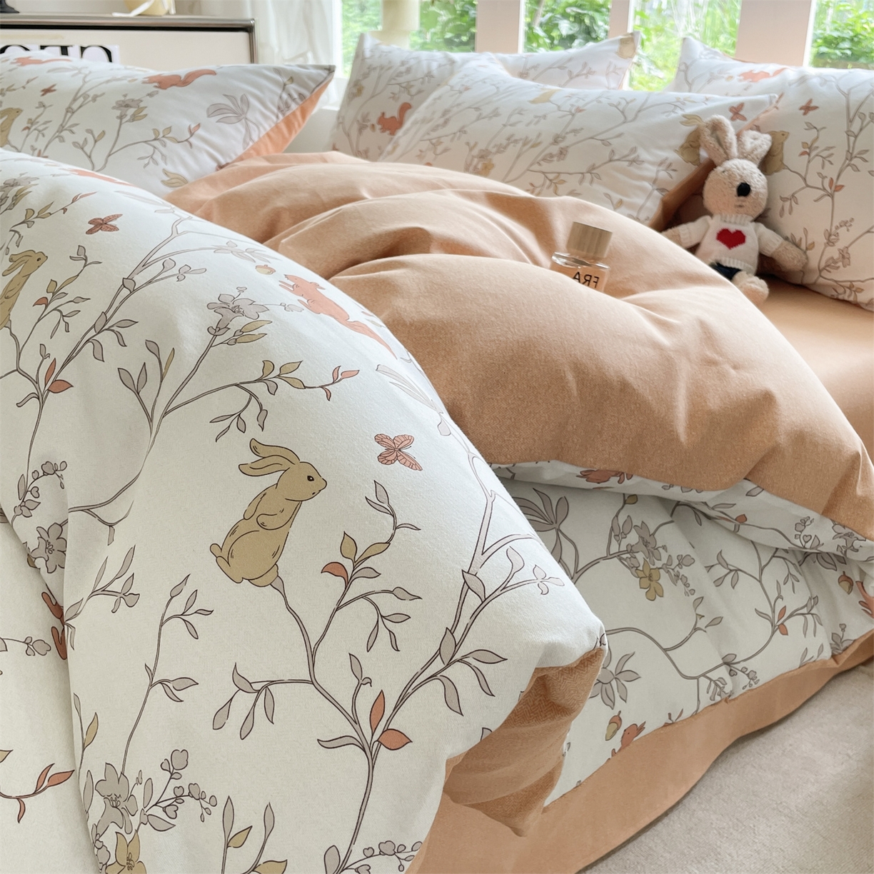 91家纺网 家纺一手货源 找家纺 本制 2025秋冬新款全棉混纺磨毛印花四件套 织秋-蜜橙