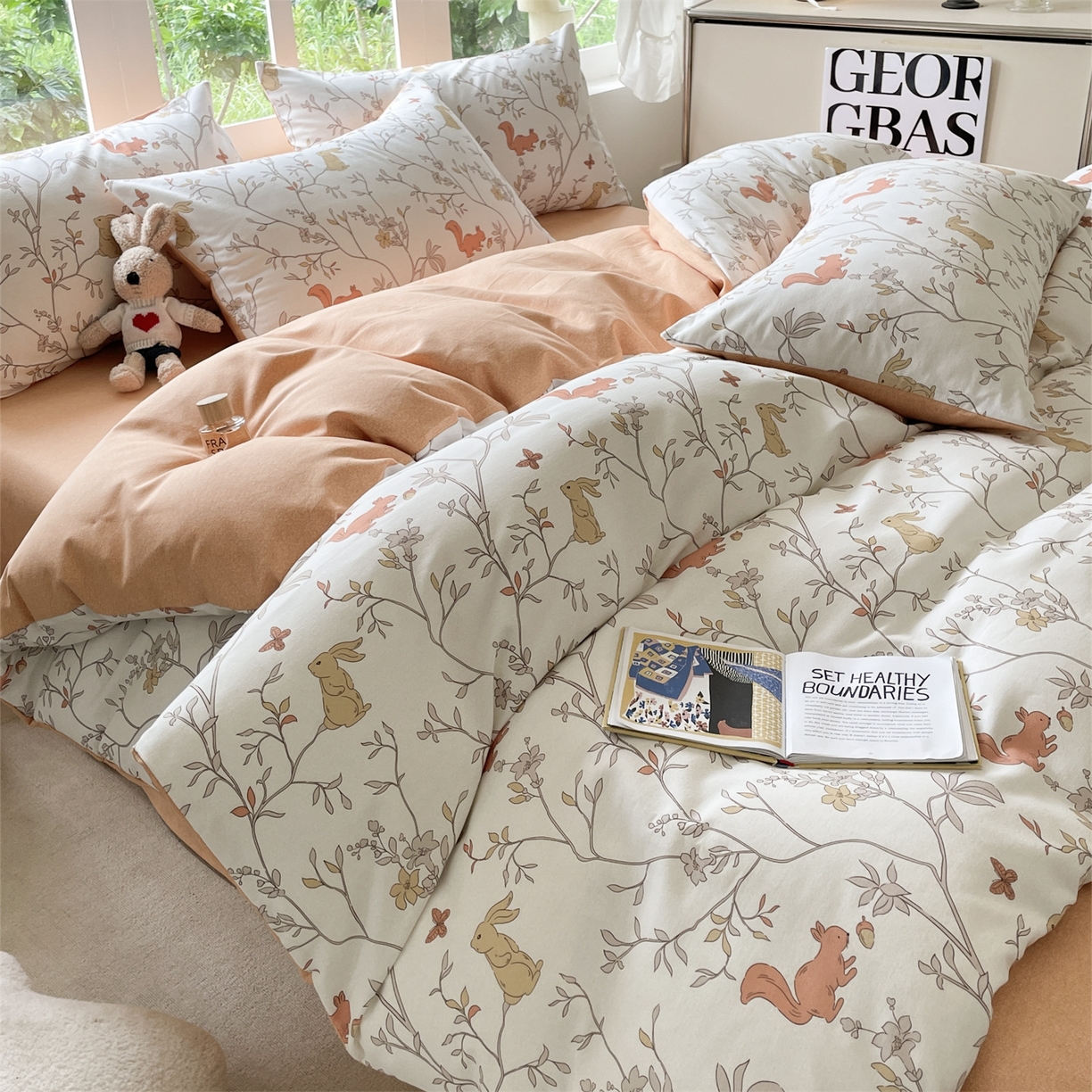 91家纺网 家纺一手货源 找家纺 本制 2025秋冬新款全棉混纺磨毛印花四件套 织秋-蜜橙