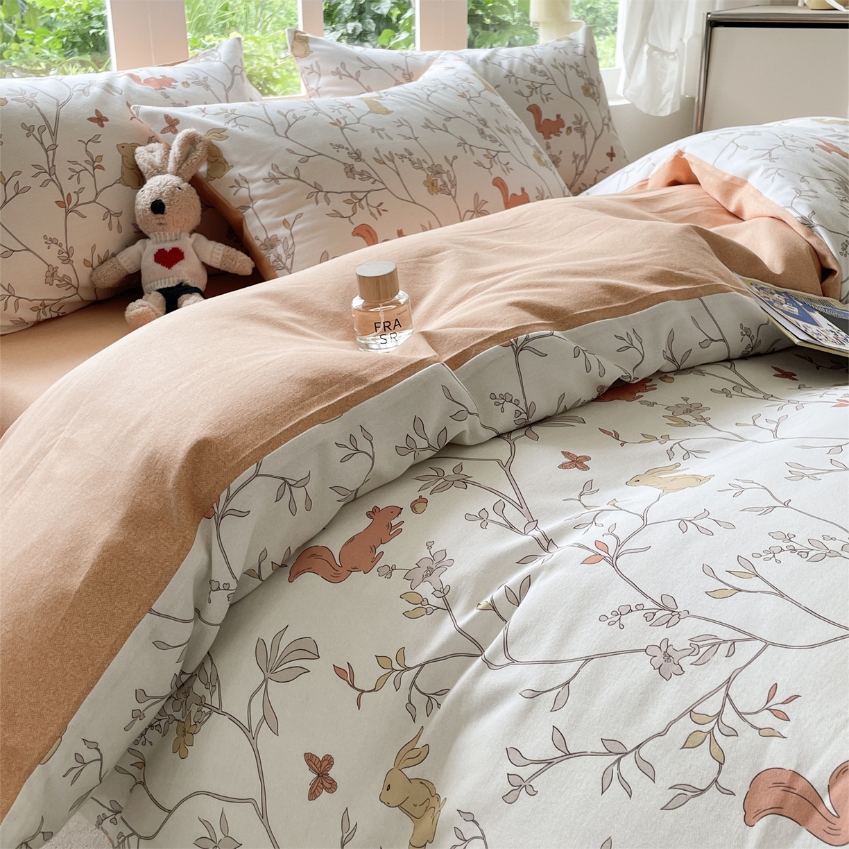 91家纺网 家纺一手货源 找家纺 本制 2025秋冬新款全棉混纺磨毛印花四件套 织秋-蜜橙