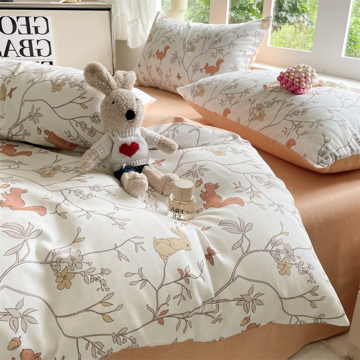 91家纺网 家纺一手货源 找家纺 本制 2025秋冬新款全棉混纺磨毛印花四件套 织秋-蜜橙