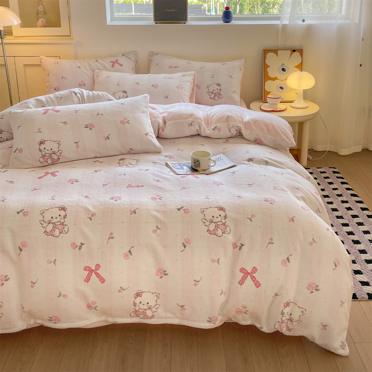 91家纺网 家纺一手货源 找家纺 （总）小久久（小九九） 2025新款A类牛奶绒印花四件套