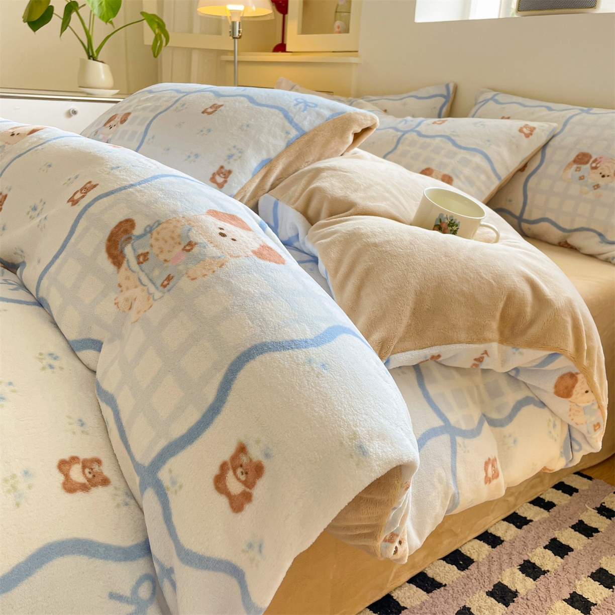 91家纺网 家纺一手货源 找家纺 （总）小久久（小九九） 2025新款A类牛奶绒印花四件套