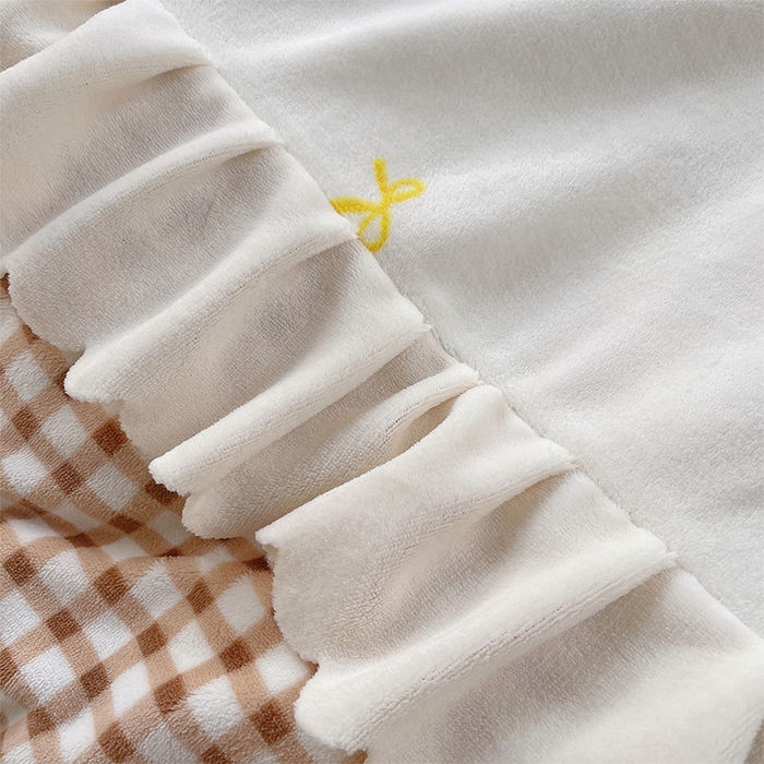 91家纺网 家纺一手货源 找家纺 炫拼家纺 2025新款亲肤舒适韩版高克重牛奶绒花边四件套-奶盐 奶盐-柚见