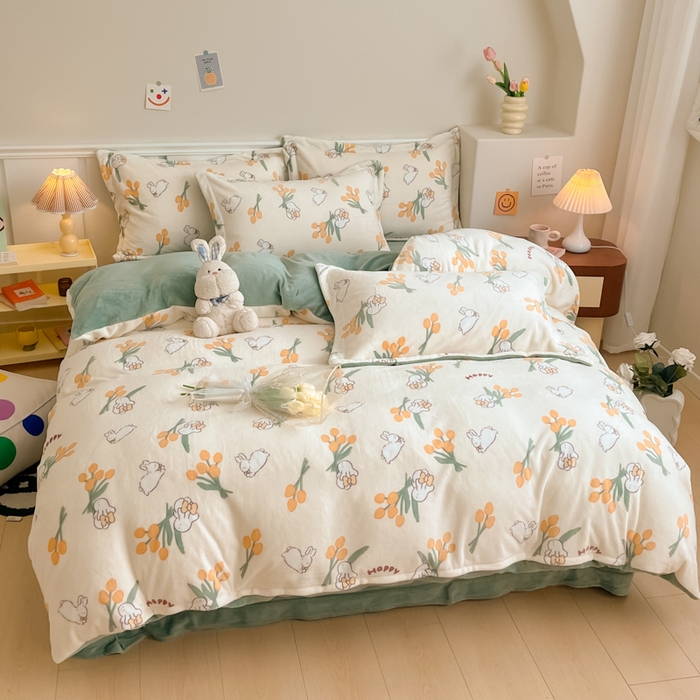 91家纺网 家纺一手货源 找家纺 金盛纺 2025新款高克重牛奶绒印花系列四件套(可定制) 星光游乐园