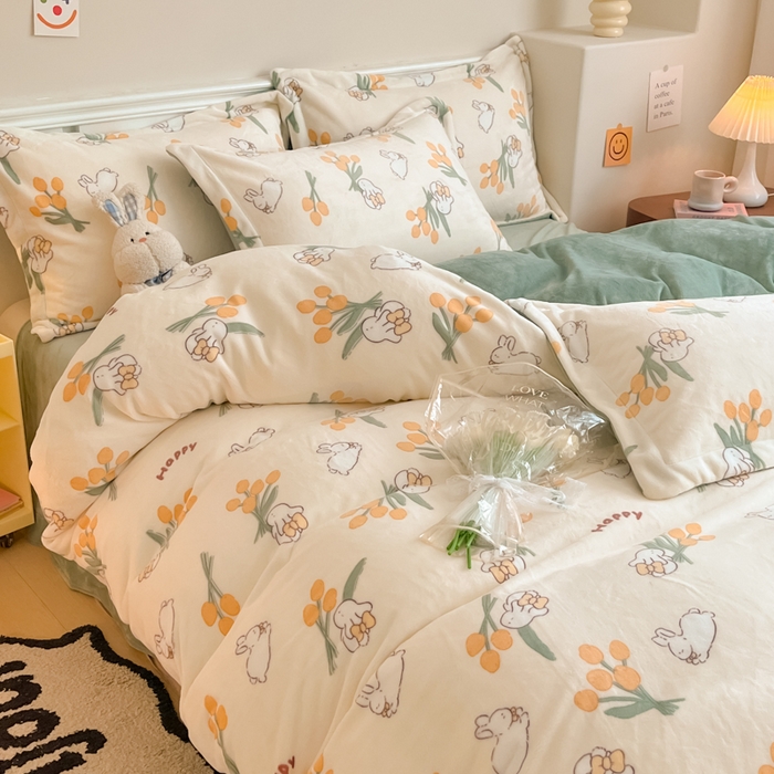 91家纺网 家纺一手货源 找家纺 金盛纺 2025新款高克重牛奶绒印花系列四件套(可定制) 星光游乐园