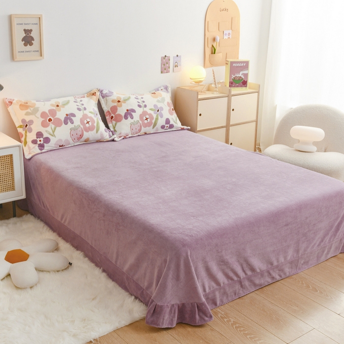 91家纺网 家纺一手货源 找家纺 金盛纺 2025新款高克重牛奶绒印花系列四件套(可定制) 花香伊人