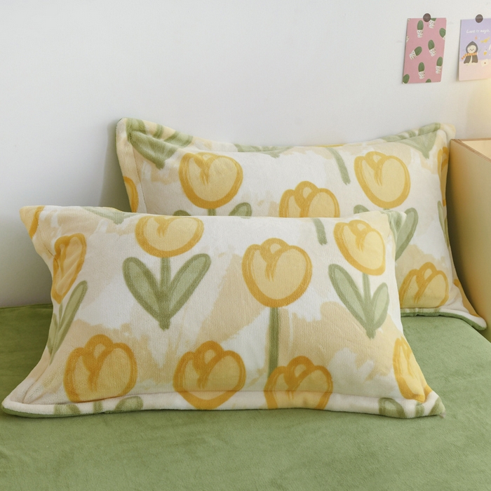 91家纺网 家纺一手货源 找家纺 金盛纺 2025新款高克重牛奶绒印花系列四件套(可定制) 郁金香