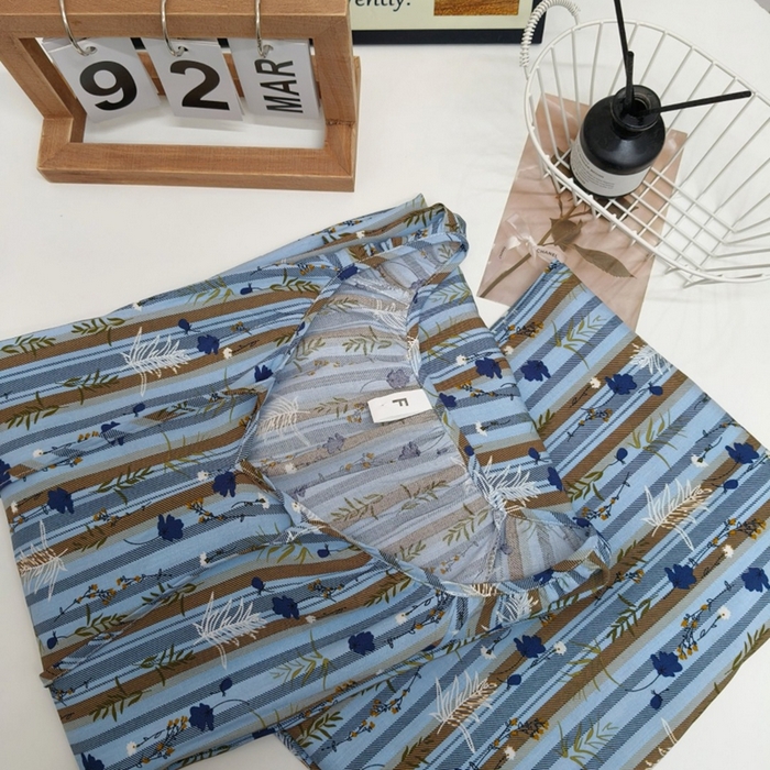 91家纺网 家纺一手货源 找家纺 妍景家居生活馆 2025新款亲肤舒适绵绸套装 蓝条小花