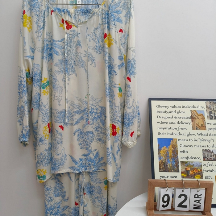 妍景家居生活馆 2025新款亲肤舒适绵绸套装 青花瓷白