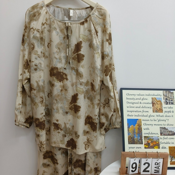 妍景家居生活馆 2025新款亲肤舒适绵绸套装 水墨棕